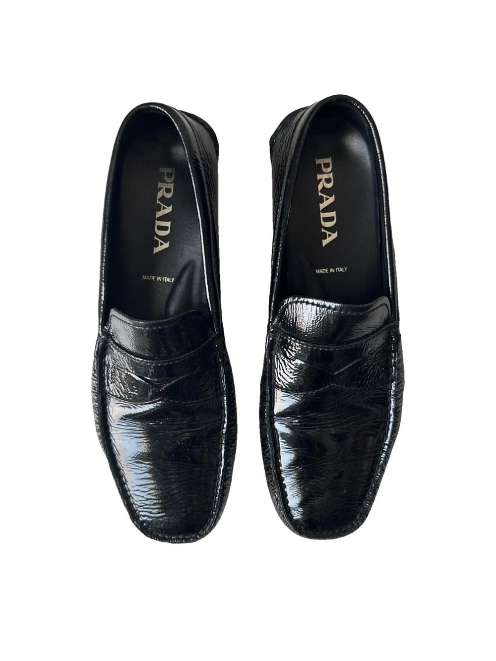 Prada Black Patent Leather Penny Loafers 42EU